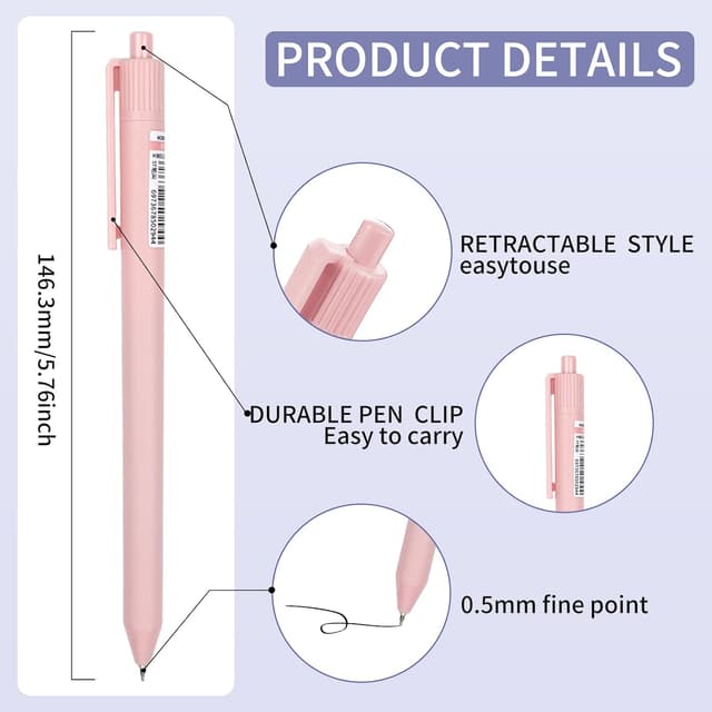 Detalle 2 de D dDraw 10 Pack 0.5mm Retractable Gel Pens (Black Ink)