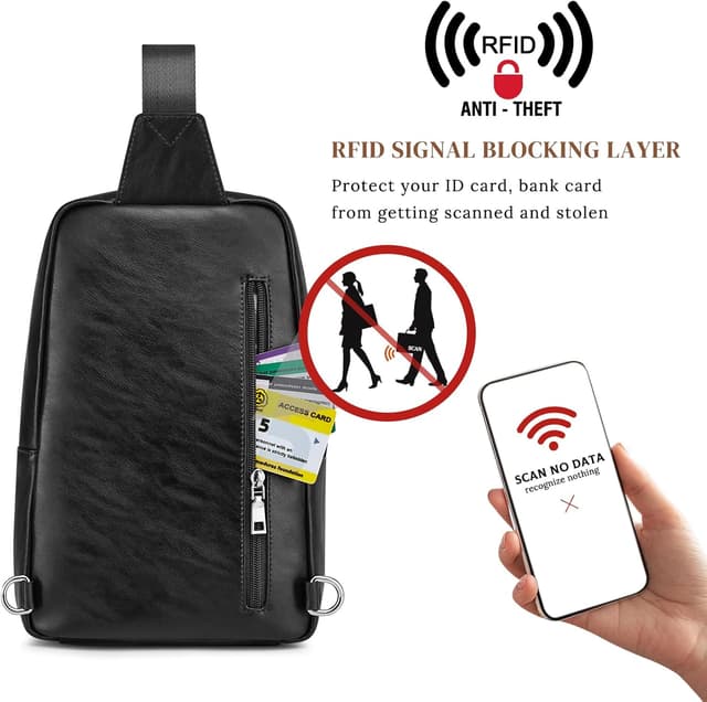 Detalle de S-ZONE leather sling bag, crossbody 13.0 in