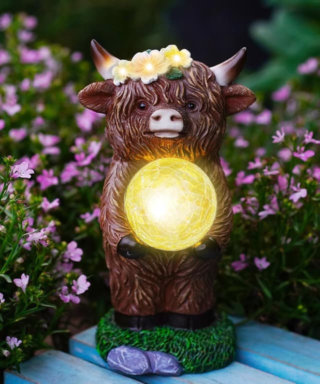 Imagen de Yeomoo Solar Highland Cow Garden Ornament en OfertitasTOP