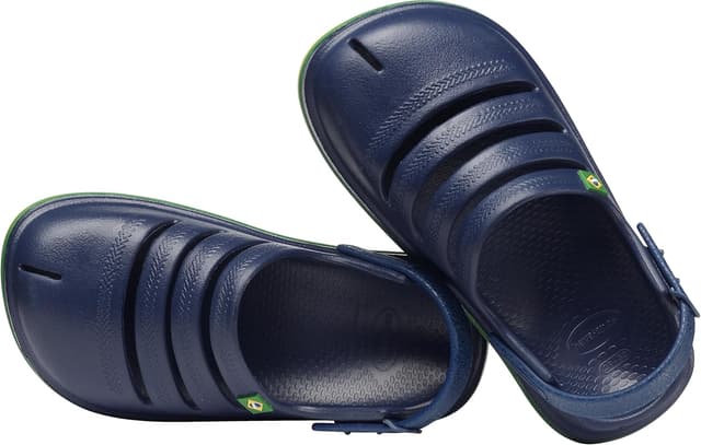 Detalle de Havaianas Kids Clog Brasil in blu navy: zoccoli unisex per bambini e ragazzi