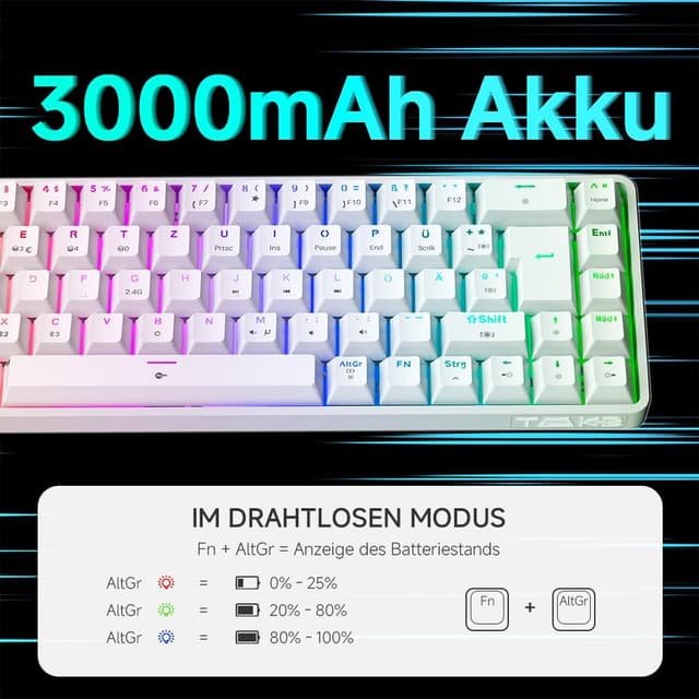 Detalle 2 de TMKB T68 Gaming Tastatur 60%