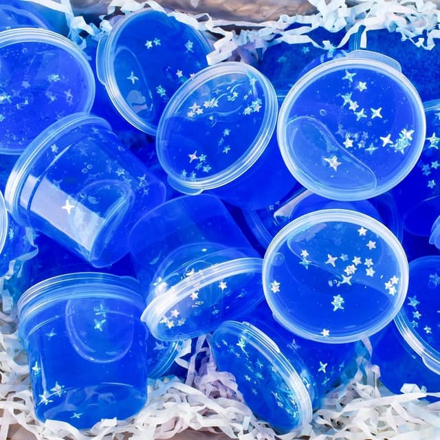 Detalle de Galaxy Slime Bulk 24 Pack in Blue Galaxy Theme (24 clear-lidded cups)