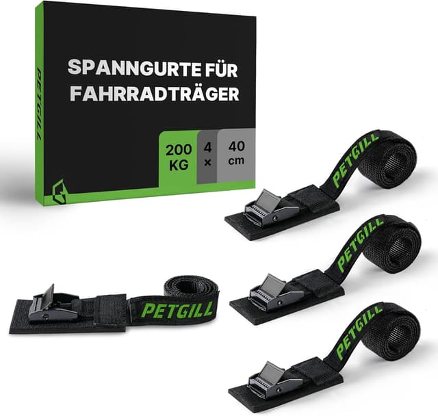 Detalle de Spanngurte mit Polsterung (40 cm, 20 mm) für Fahrradträger – 4 Stück, bis 200 kg Belastbarkeit