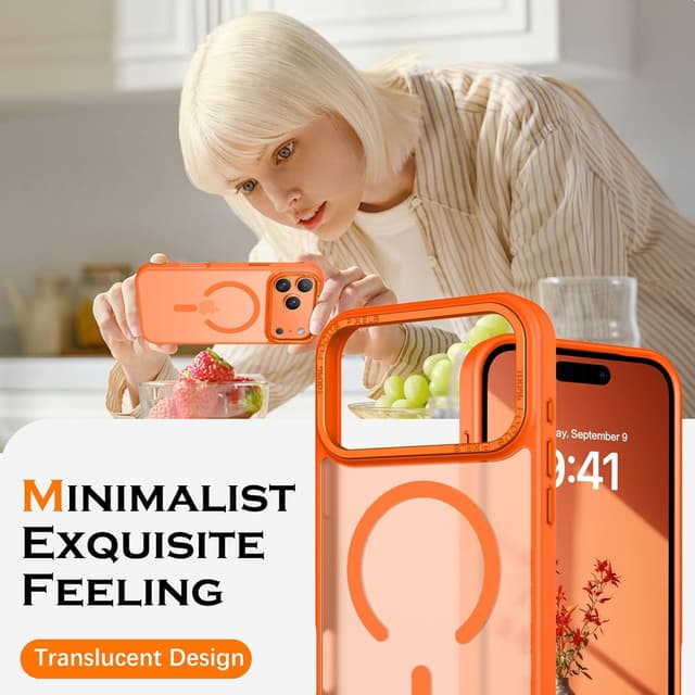 Detalle de YINLAI Hülle für iPhone 17 Pro Max 6,9 Zoll (2025) mit MagSafe-Kompatibilität – stoßfeste matte Schutzhülle (orange)
