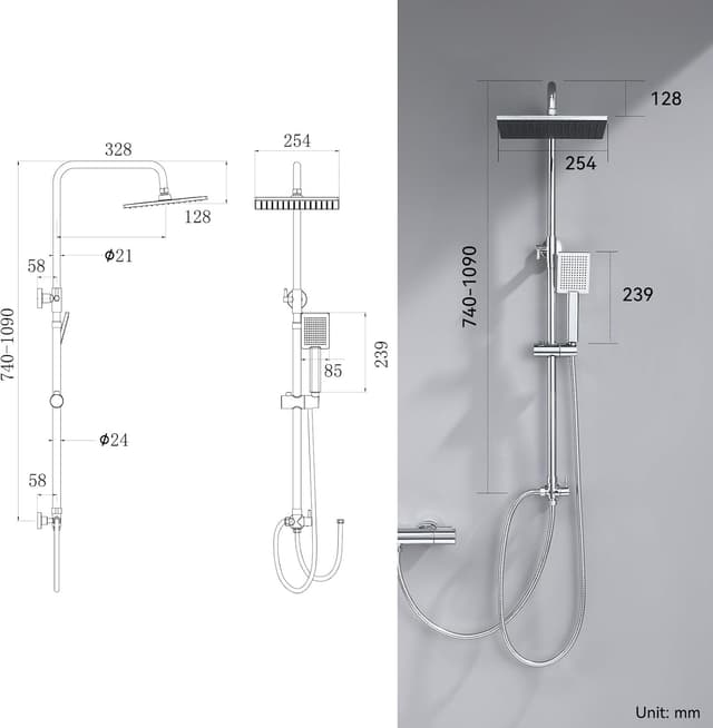 Thumbnail 6 de AuraLum Regendusche ohne Armatur 25 cm