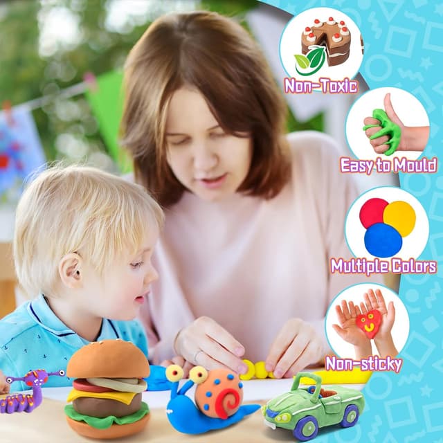 Detalle 2 de Air Dry Clay 50-Colour Modelling Clay Kit with 3 Tools & Guidebook (Ultra Light, Non-Toxic)