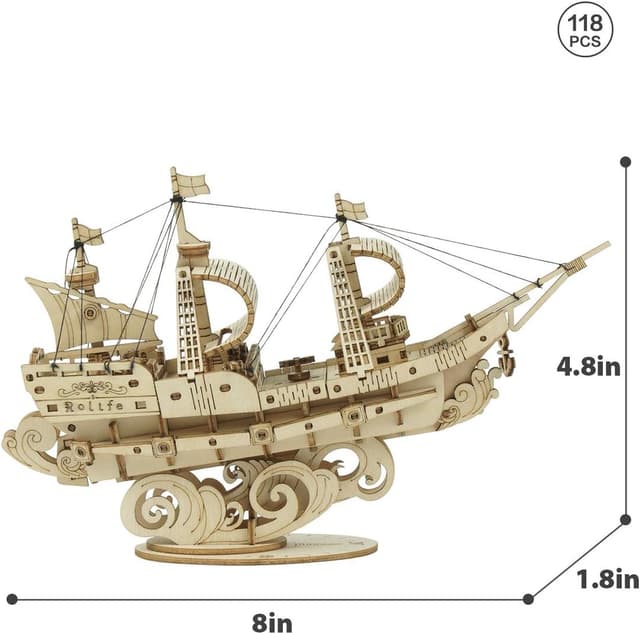 Detalle 2 de Rolife Bateau à Voile Puzzle 3D en bois TG305, maquette à construire pour adultes (modélisme & décoration)