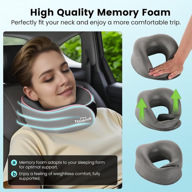 Detalle 2 de Memory Foam 360 Neck Travel Pillow with Mask