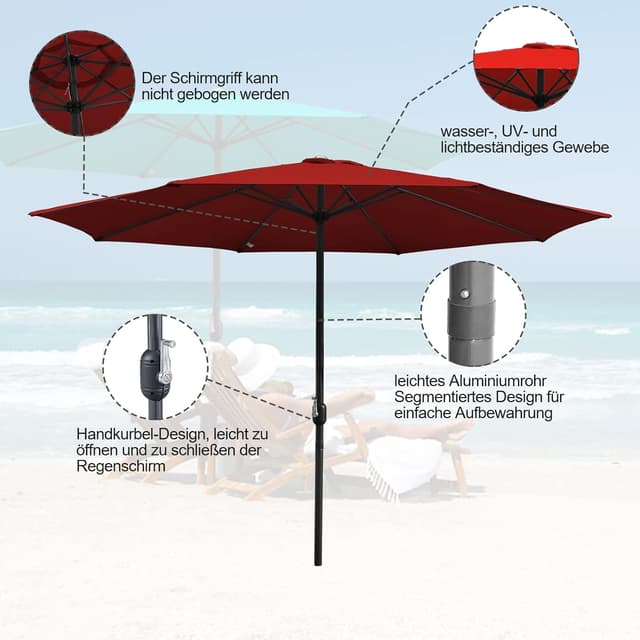 Detalle 2 de Parasol Ollewiellan 350/270 cm avec manivelle, UV 50+ et toile imperméable