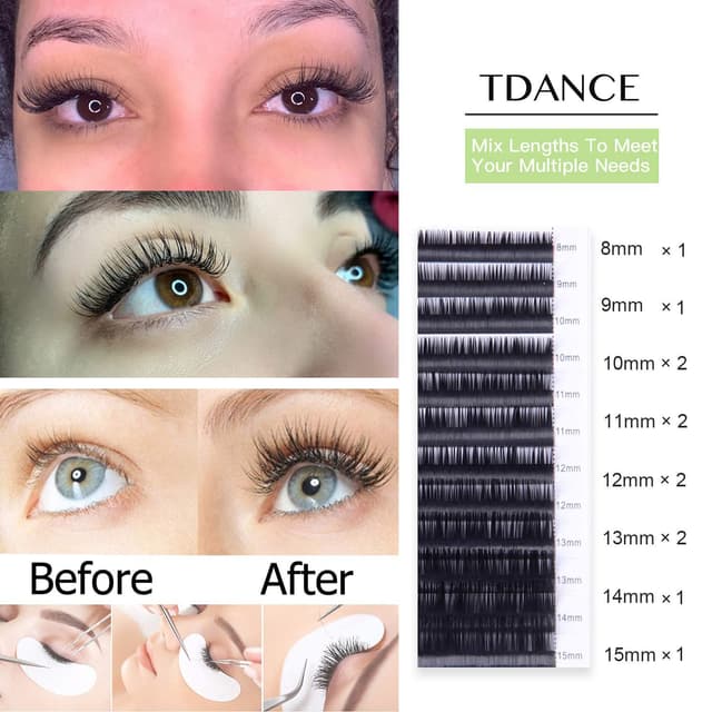 Detalle de TDANCE Lash Extension Matte Black (C/CC/D/DD, J & B Curl) Volume & Classic Lash Extensions, 0.03–0.18mm