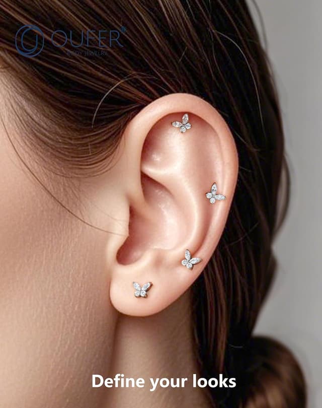 Thumbnail 4 de OUFER Labret 16G Acier 316L 6–12 mm Papillon CZ