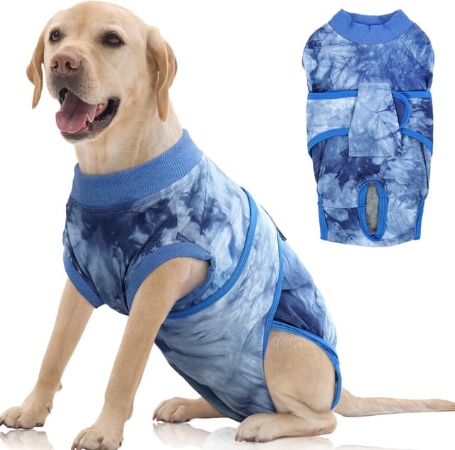 Detalle de FUAMEY Recovery Suit for Dogs After Surgery — Breathable anti-lick dog onesie (E-collar & cone alternative), Blue Tie Dye XL