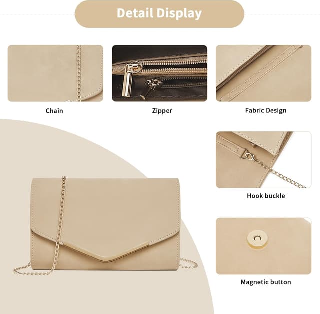 Detalle de Miss Lulu pochette et clutch femme avec chaîne et compartiment zippé – modèle pratique