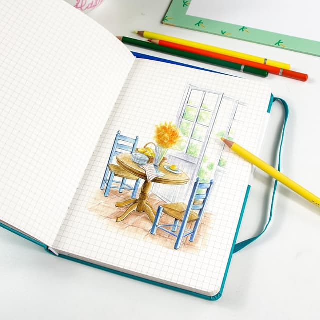 Detalle de STATIONERY ISLAND A5 Squared Notebook (Hardback, 120gsm graph paper) – 180 pages