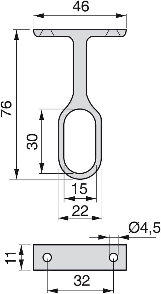 Detalle de Emuca Set de 10 Soportes Centrales para Barra Oval Niquelado 🛠