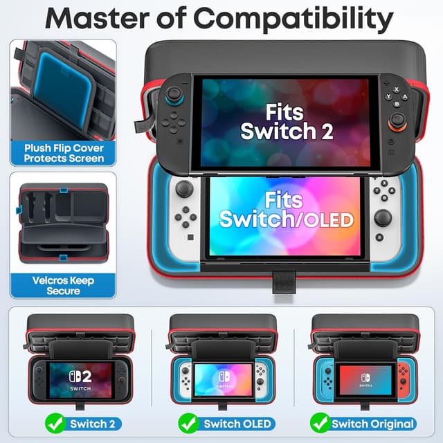 Detalle de OIVO Switch 2 2025, funda con 26 tarjetas