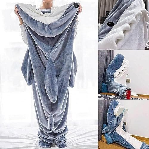 Thumbnail 3 de inkArts Shark Blanket Hoodie Onesie wearable shark sleeping bag