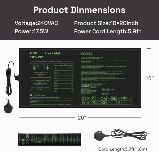 Detalle 2 de Durable Seedling Heat Mat 10" x 20" 🌱