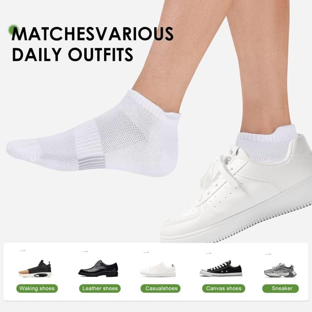 Detalle de FALARY 6 Pairs Bamboo Trainer Socks (Low Cut Ankle) – Moisture-Wicking, Anti-Blister Comfort