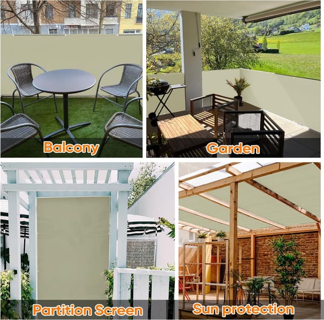 Detalle 2 de Sekey Frangivista per balcone e recinzione in telo Oxford 90x300 cm impermeabile e antivento, taupe