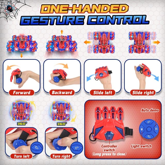 Detalle 2 de SOGAWEBB Spider Gesture Sensing 4WD RC Stunt Car (2.4GHz, USB-C Recharge)