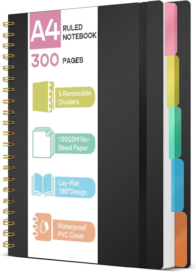 Thumbnail 6 de ihaspoko A5 Notebook with Dividers (300 pages) – 100GSM spill-proof paper & PVC hard cover