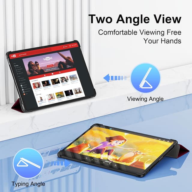 Detalle 2 de DLveer Slim Smart Schutzhülle mit Ständer für Xiaomi Pad 7/8 & 11,2-Zoll Pro-Modelle – Rotwein