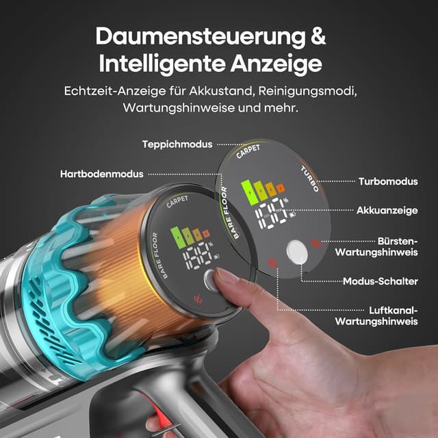 Detalle de ElecKeys K10 Akku-Staubsauger 50000Pa, kabellos 🧹