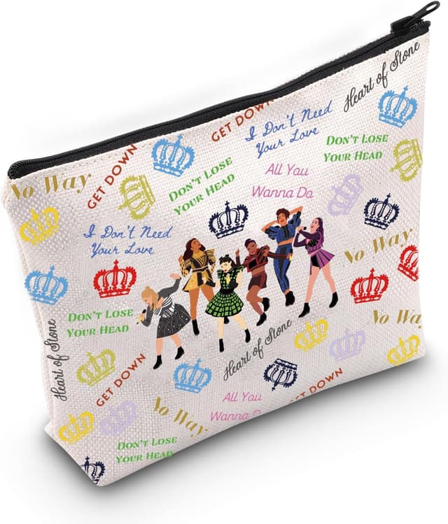 Detalle de LEVLO Broadway Queen cotton canvas cosmetic make-up bag (23cm x 17cm) – waterproof zipper pouch