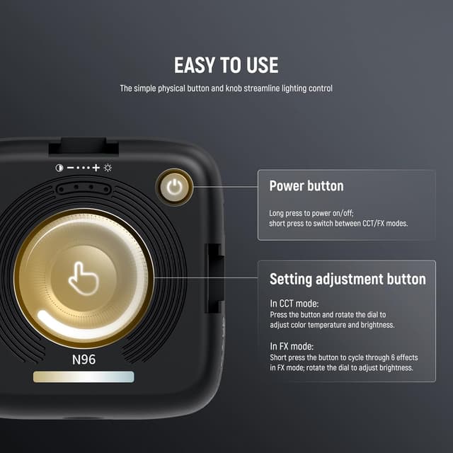 Thumbnail 6 de NEEWER Entry Level Version N96 Magnetic LED Camera Light (96 LEDs, 3000K–9000K, CRI80+, clip-on)