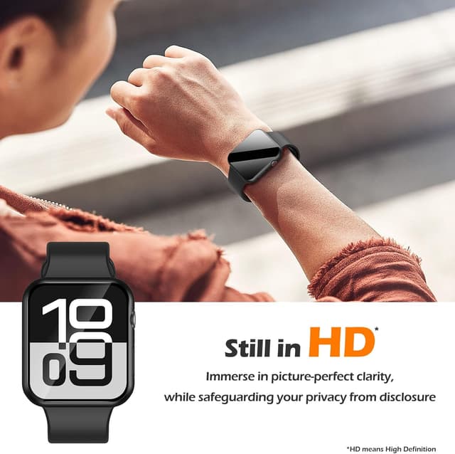 Detalle de Misxi 2-Pack All-Around Protective Privacy PC Case for Apple Watch Series 11 & Series 10 (42mm) with Anti-Spy Tempered Glass (Black)