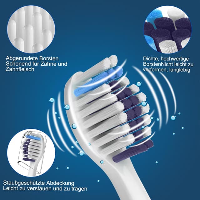 Detalle de Sdiveson 16 Whitening Clean Ersatzbürsten für Philips Sonicare (Snap-in) – 8 weiße & 8 schwarze Bürstenköpfe