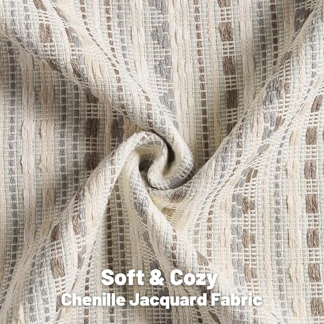 Detalle 2 de Ystyle housse de coussin 60x60 (lot de 2) en chenille à rayures champêtres gris/blanc