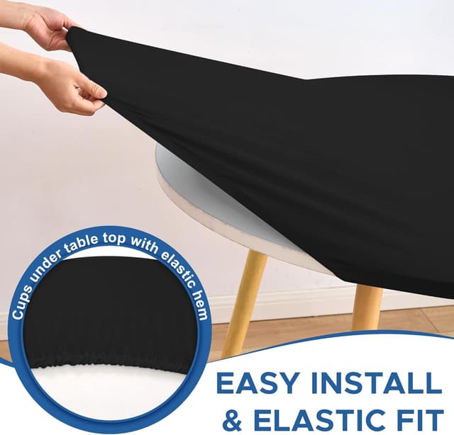 Detalle 2 de Enjoyidea Fitted Round Table Covers (60 Inch) — Black Spandex, 4-Pack