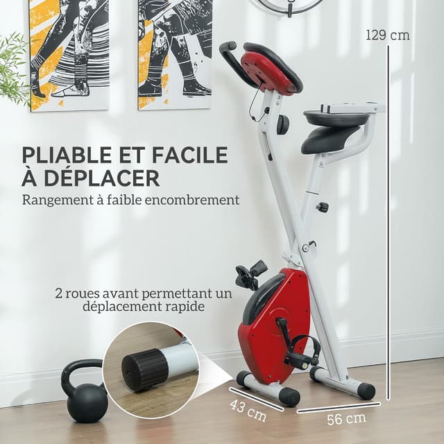 Thumbnail 5 de HOMCOM Vélo d'Appartement Magnétique Pliable 8 niveaux