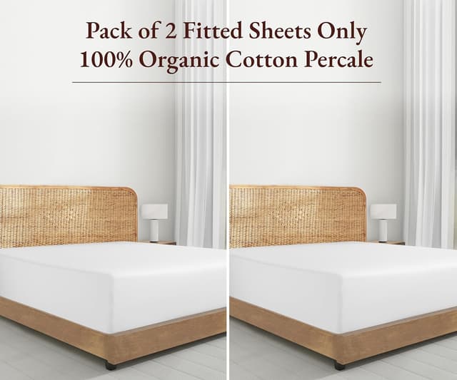 Detalle de 2-Pack Organic Cotton Twin Fitted Sheet 2X Deep Pocket
