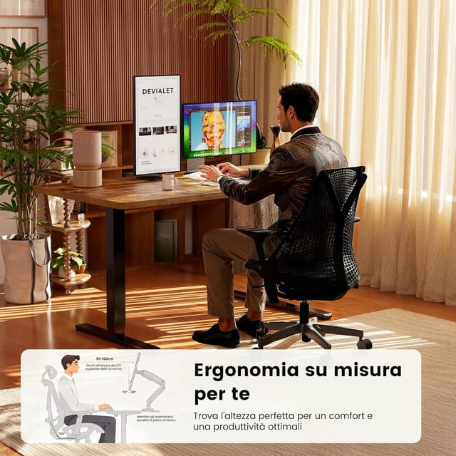 Detalle de ErGear scrivania regolabile in altezza sit-stand con pannello smart a 4 memorie e piano 120 x 60 cm