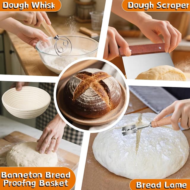 Thumbnail 3 de Dimpola Banneton Bread Proofing Basket Set 2 🍞
