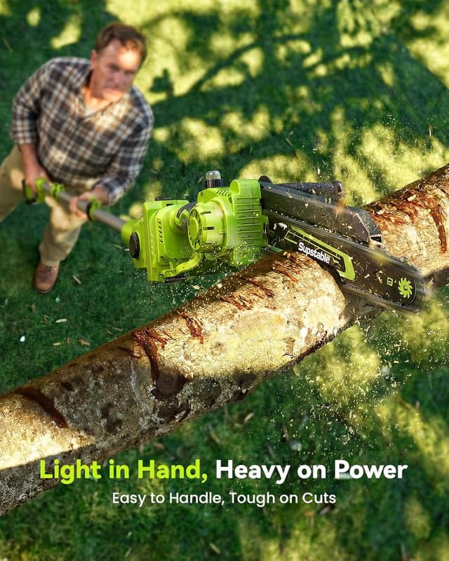Detalle de Supstable Élagueuse sur perche 2-en-1 8 pouces (mini tronçonneuse sans fil) 800 W, sans fil avec 2×4000 mAh