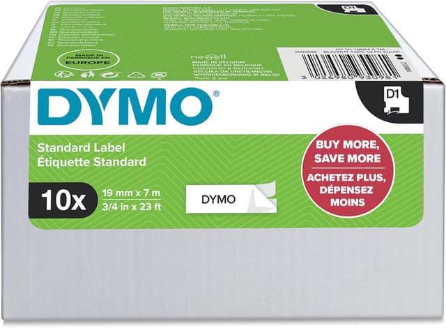 Detalle de DYMO D1 étiquettes autocollantes 19 mm x 7 m (10 rouleaux)
