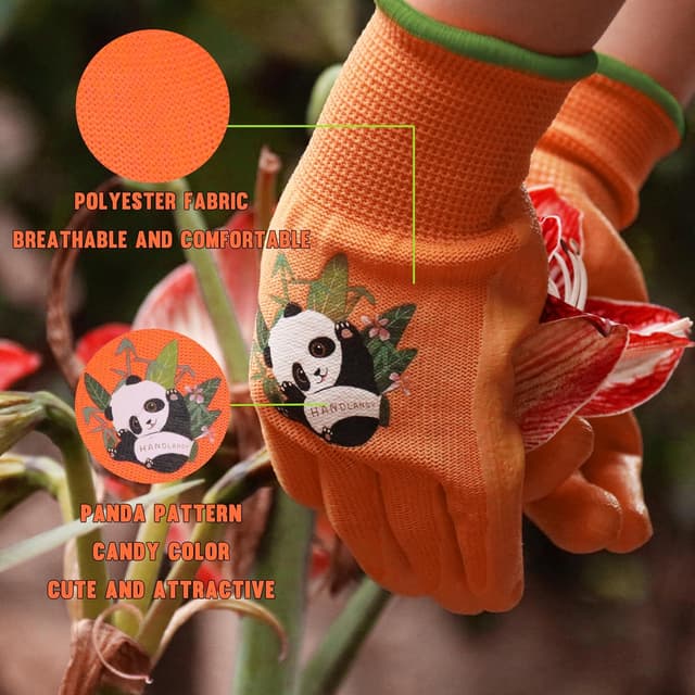 Detalle 2 de HANDLANDY 3 Pairs Kids Gardening Gloves Size L
