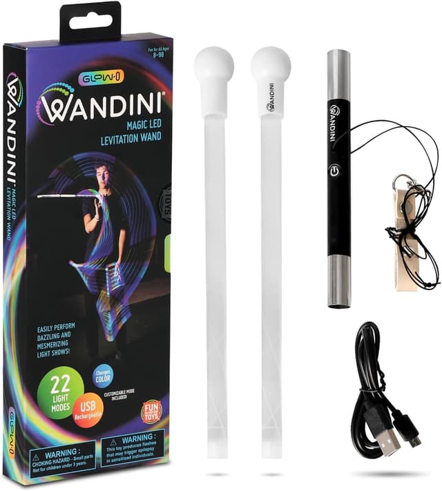 Detalle de Wandini Glow.0 Magic Wand – zusammenklappbares LED-Lichtschwert mit USB-ladbarem Jonglierstab