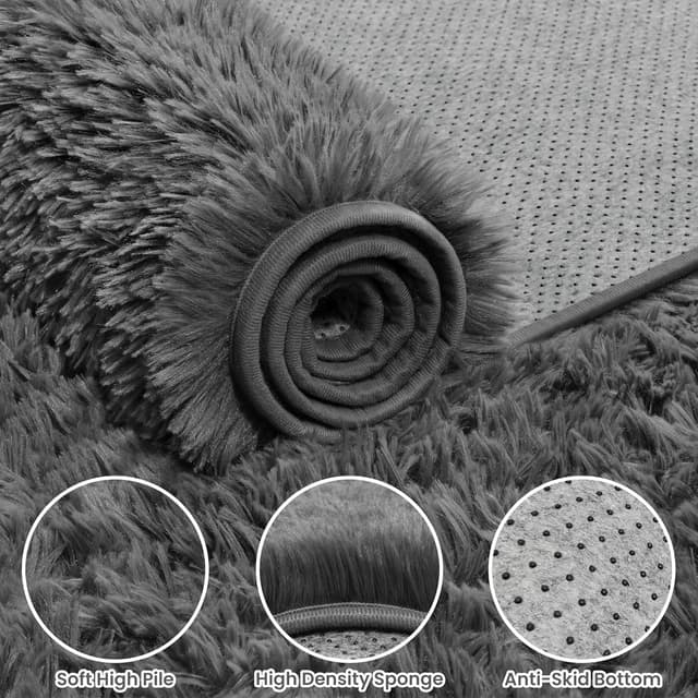 Thumbnail 6 de Ultra Soft 8x10 Grey Shag Area Rug