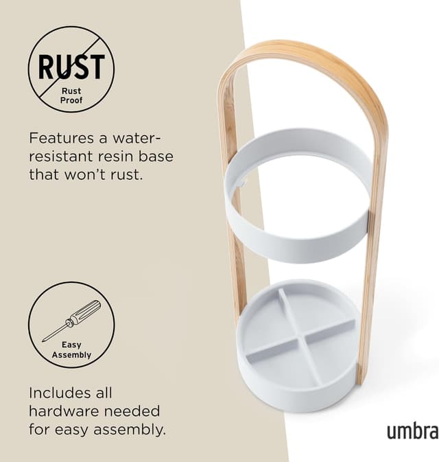 Thumbnail 4 de Umbra Bellwood Portaparaguas de Acero Blanco/Natural ☂