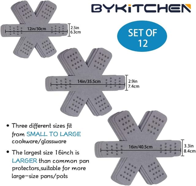 Thumbnail 2 de Pan Protectors Set of 12 with 3 Sizes - Gray ⌛