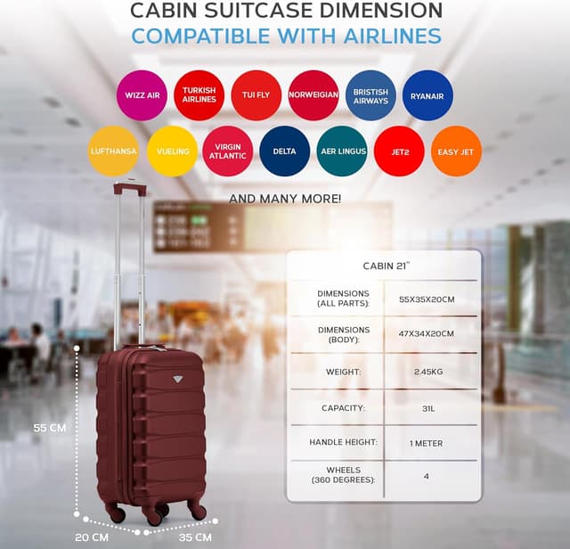 Detalle de Flight Knight Cabin Suitcase (55 x 35 x 20 cm) with TSA lock – Lightweight hard-shell carry on