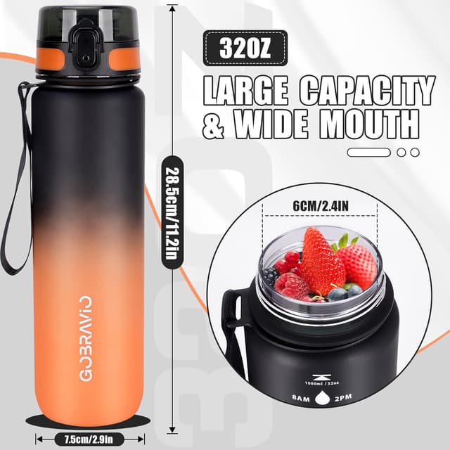 Thumbnail 3 de Gobravio Water Bottle 1L leakproof sports bottle