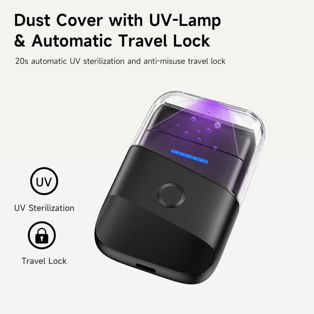 Detalle de Shavers for Men Protable Foil Shaver with Double Floating Blade & UV Lamp (IPX7, USB‑C, cordless)