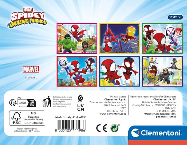 Detalle de Clementoni Marvel Spidey and His Amazing Friends 12 Würfel Puzzle 41198 – Geschicklichkeitsspiel ab 3 Jahren