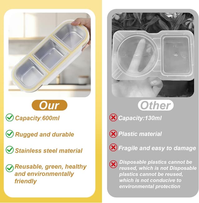 Thumbnail 6 de lompyeu Snackbox mit Fächern (2er-Set) – Edelstahl-Brotdose für Kinder mit 3 Fächern